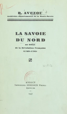 La Savoie du nord au début de la Révolution française (1789-1792)