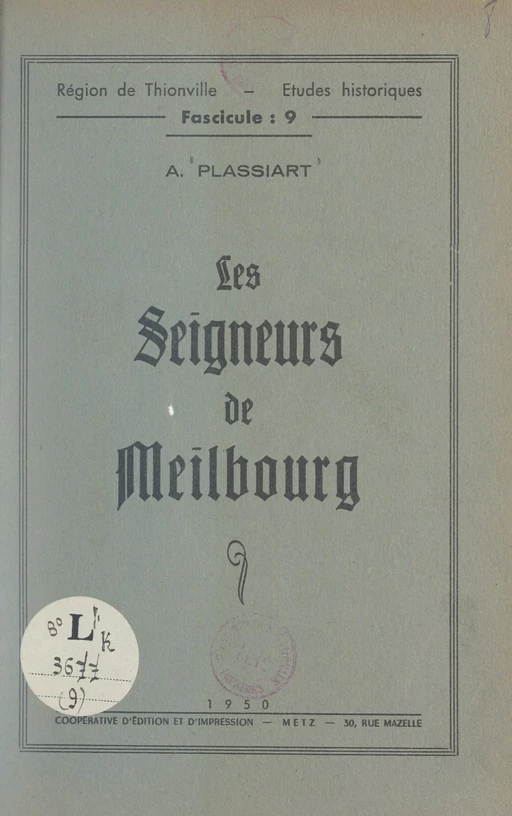 Les seigneurs de Meilbourg - Aline Plassiart - FeniXX réédition numérique