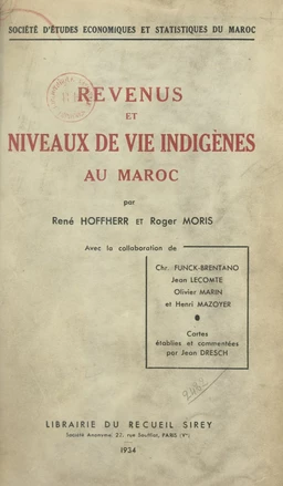 Revenus et niveaux de vie indigènes au Maroc