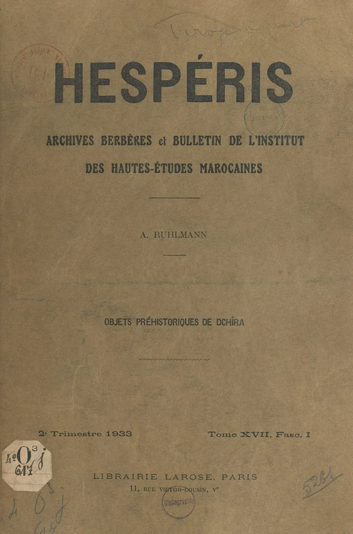 Objets préhistoriques de Dchîra - Armand Ruhlmann - FeniXX réédition numérique