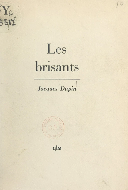 Les brisants - Jacques Dupin - FeniXX réédition numérique