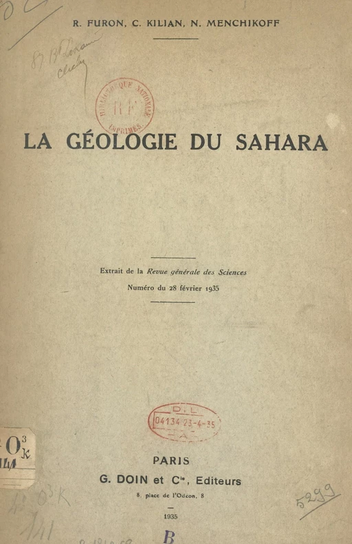 La géologie du Sahara - Raymond Furon, Conrad Kilian, Nicolas Menchikoff - FeniXX réédition numérique