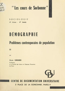 Démographie : problèmes contemporains de population