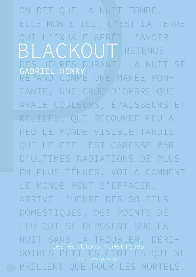 Blackout - Gabriel Henry - Les éditions du Panseur