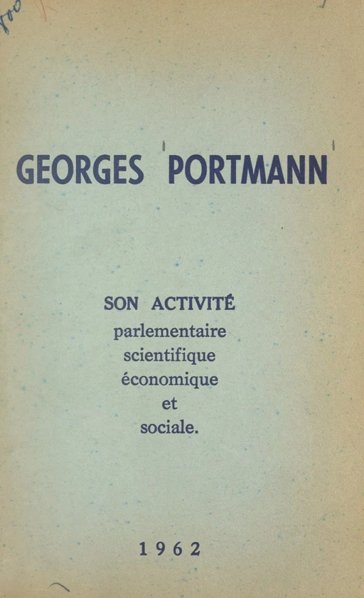 Georges Portmann - Georges Portmann - FeniXX réédition numérique