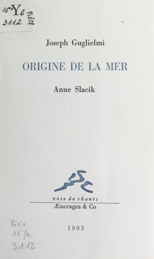 Origine de la mer - Joseph Guglielmi - FeniXX réédition numérique