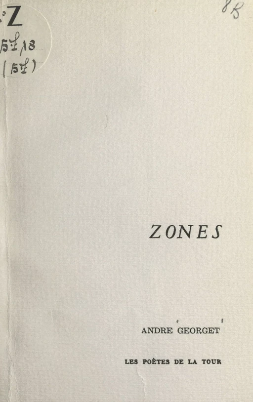 Zones - André Georget - FeniXX réédition numérique