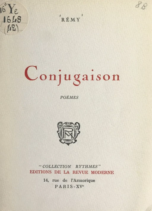 Conjugaison -  Colonel Rémy - FeniXX réédition numérique