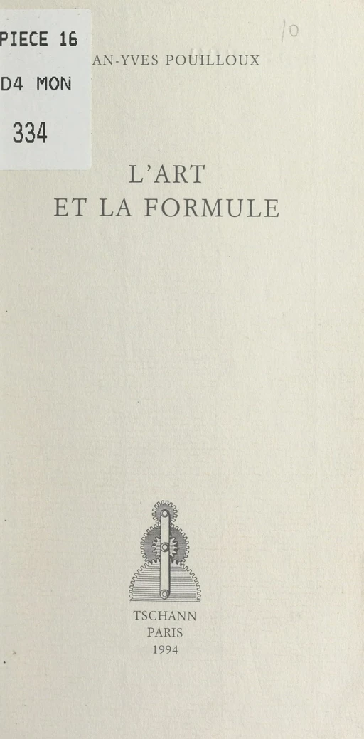 L'art et la formule - Jean-Yves Pouilloux - FeniXX réédition numérique