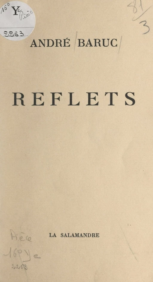 Reflets - André Baruc - FeniXX réédition numérique