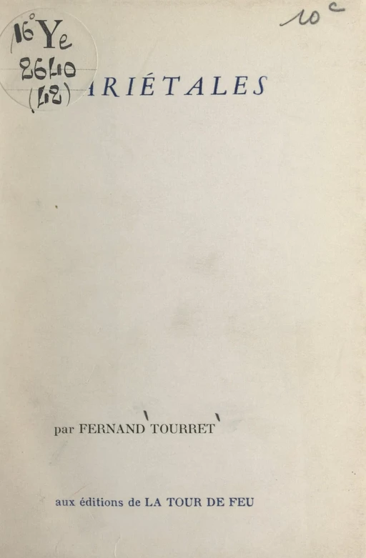 Pariétales - Fernand Tourret - FeniXX réédition numérique