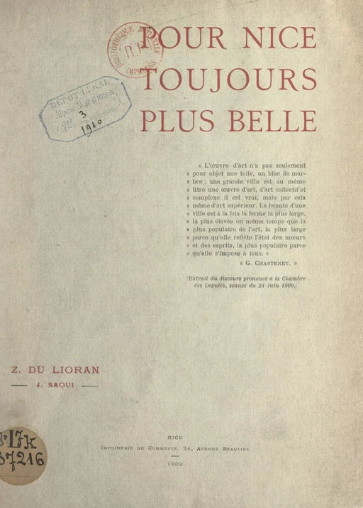 Pour Nice toujours plus belle - Z. du Lioran (J. Saqui) - FeniXX réédition numérique