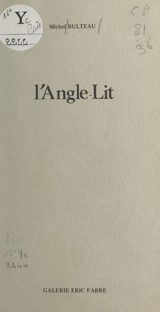 L'angle-lit - Michel Bulteau - FeniXX réédition numérique