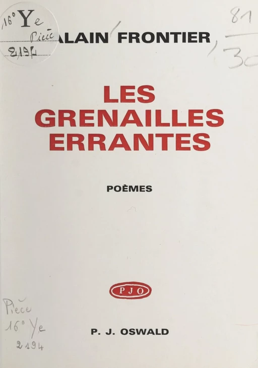 Les grenailles errantes - Alain Frontier - FeniXX réédition numérique