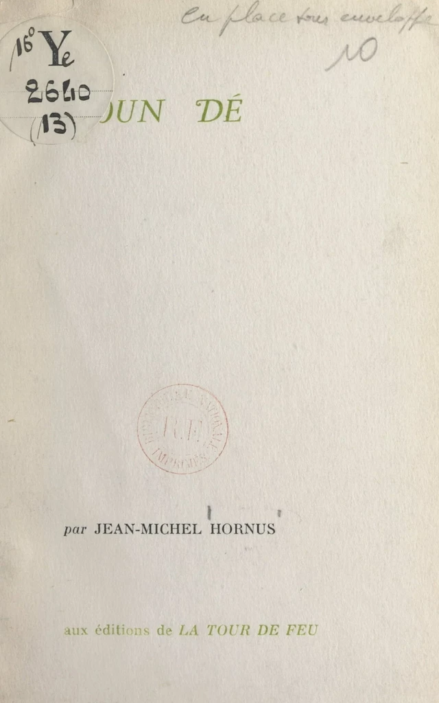 Noun dé - Jean-Michel Hornus - FeniXX réédition numérique