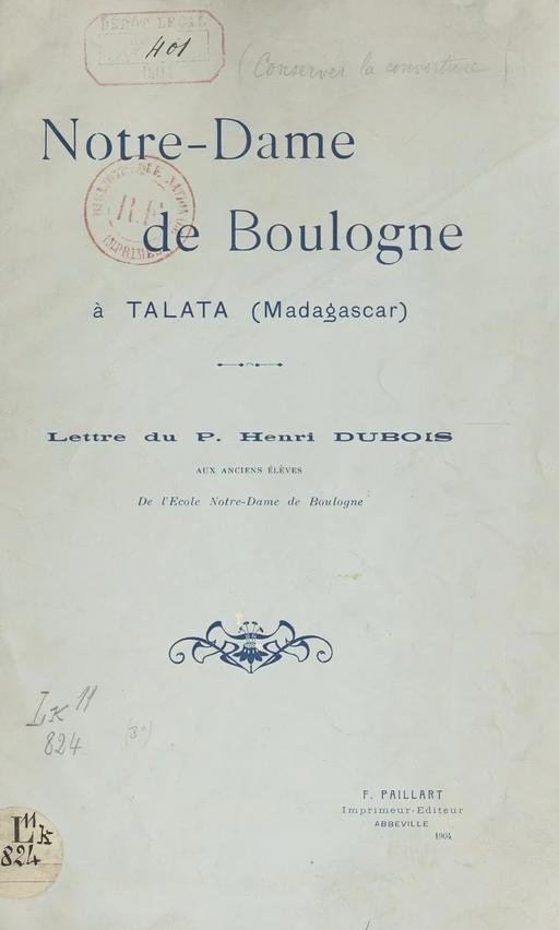 Notre-Dame de Boulogne à Talata (Madagascar) - Henri Dubois - FeniXX réédition numérique