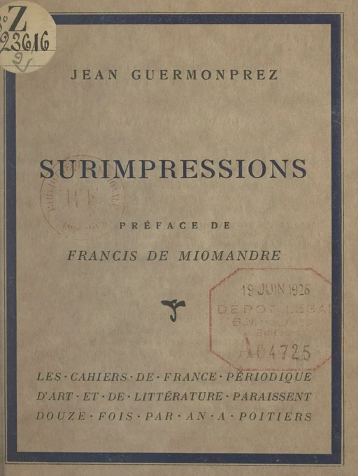 Surimpressions - Jean Guermonprez - FeniXX réédition numérique