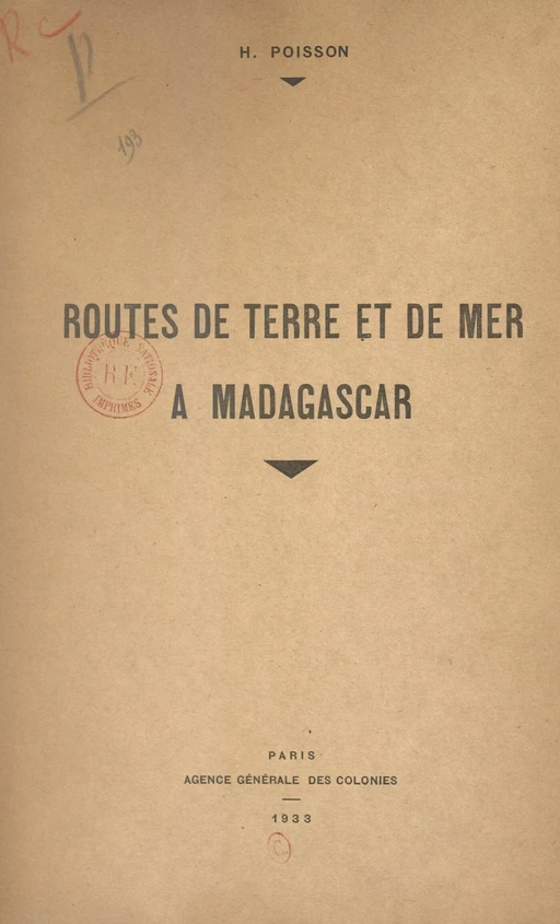 Routes de terre et de mer à Madagascar - Henri Poisson - FeniXX réédition numérique