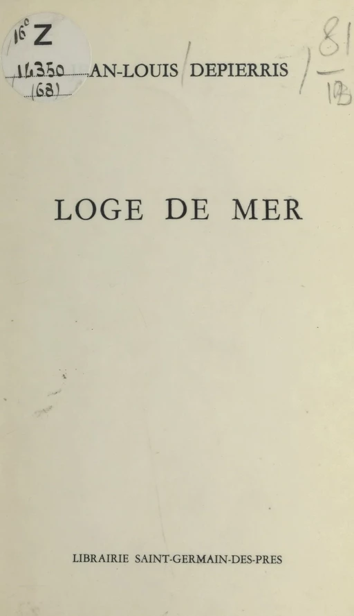 Loge de mer - Jean-Louis Depierris - FeniXX réédition numérique