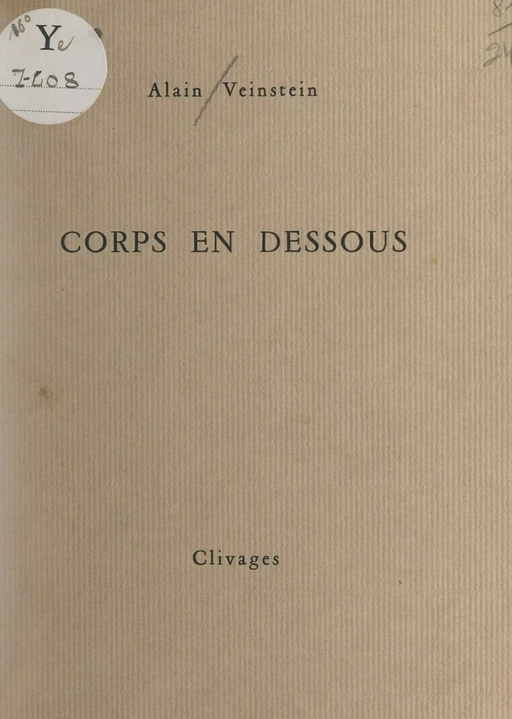 Corps en dessous - Alain Veinstein - FeniXX réédition numérique