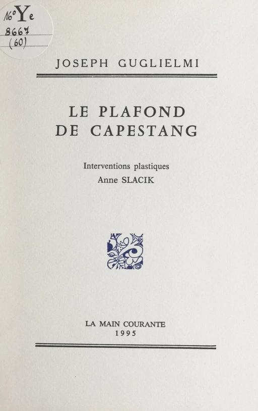 Le plafond de Capestang - Joseph Guglielmi - FeniXX réédition numérique