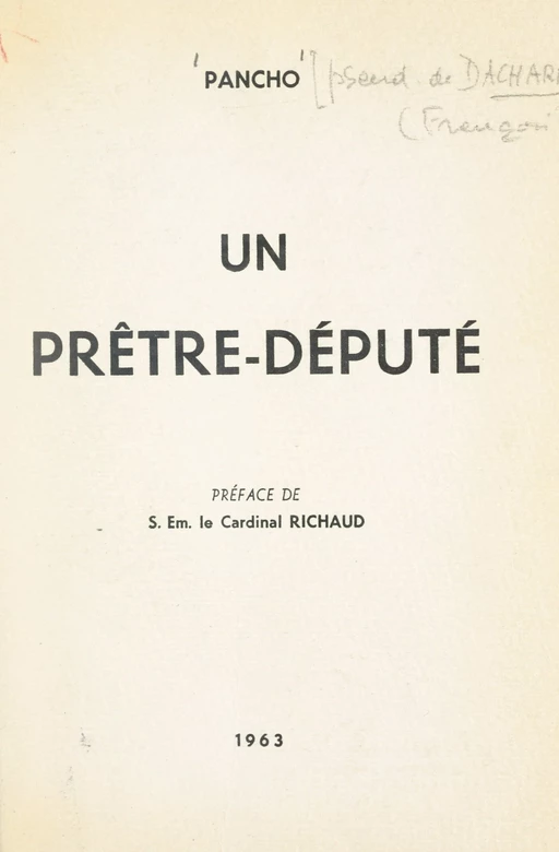 Un prêtre-député - François Dacharry,  Pancho - FeniXX réédition numérique