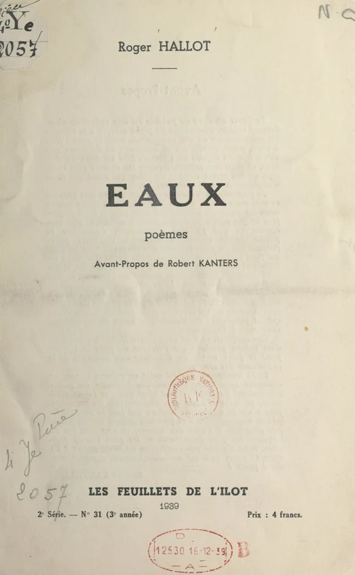 Eaux - Roger Hallot - FeniXX réédition numérique