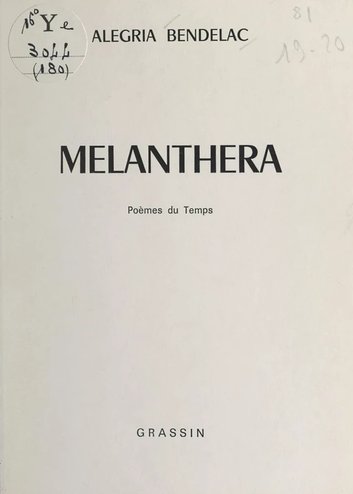 Melanthera - Alegria Bendelac - FeniXX réédition numérique