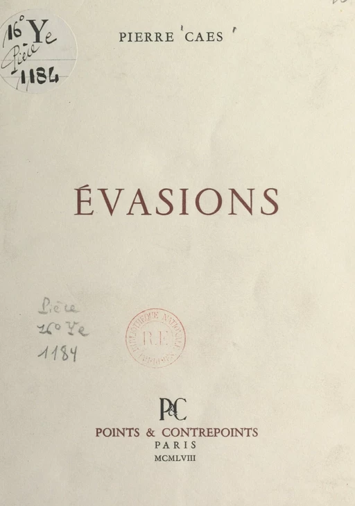 Évasions - Pierre Caes - FeniXX réédition numérique