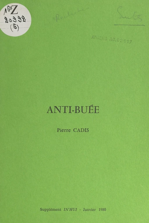 Anti-buée - Pierre Cadis - FeniXX réédition numérique