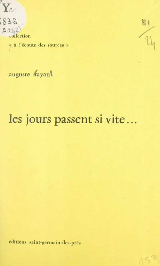 Les jours passent si vite... - Auguste Rayan - FeniXX réédition numérique