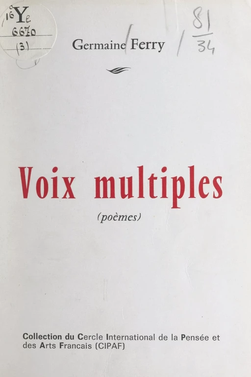 Voix multiples - Germaine Ferry - FeniXX réédition numérique