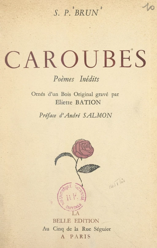 Caroubes - Simone P. Brun - FeniXX réédition numérique