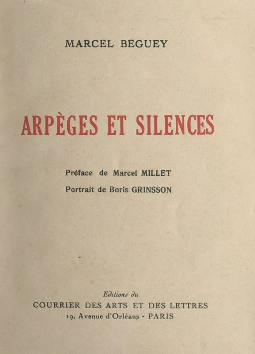 Arpèges et silences - Marcel Béguey - FeniXX réédition numérique