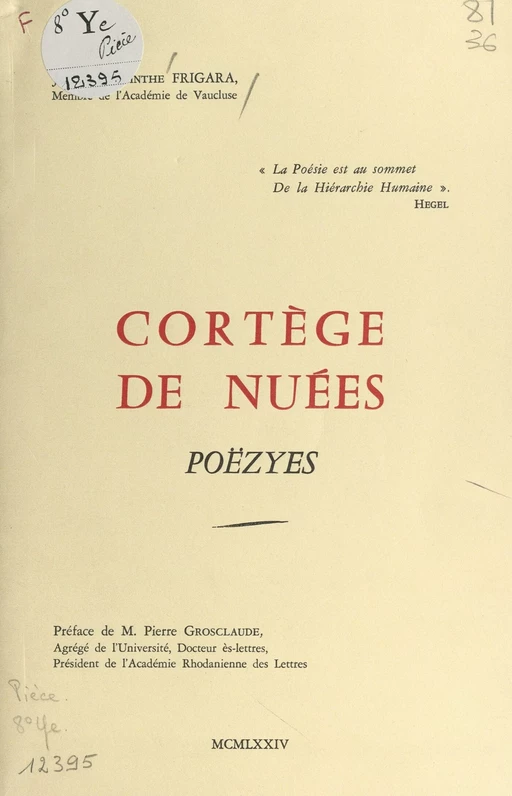 Cortège de nuées - Jehan Hyacinthe Frigara - FeniXX réédition numérique