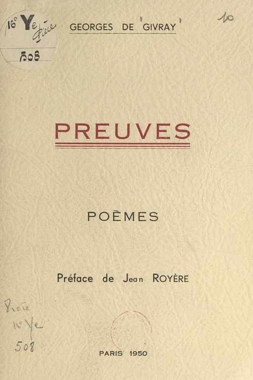 Preuves - Georges de Givray - FeniXX réédition numérique