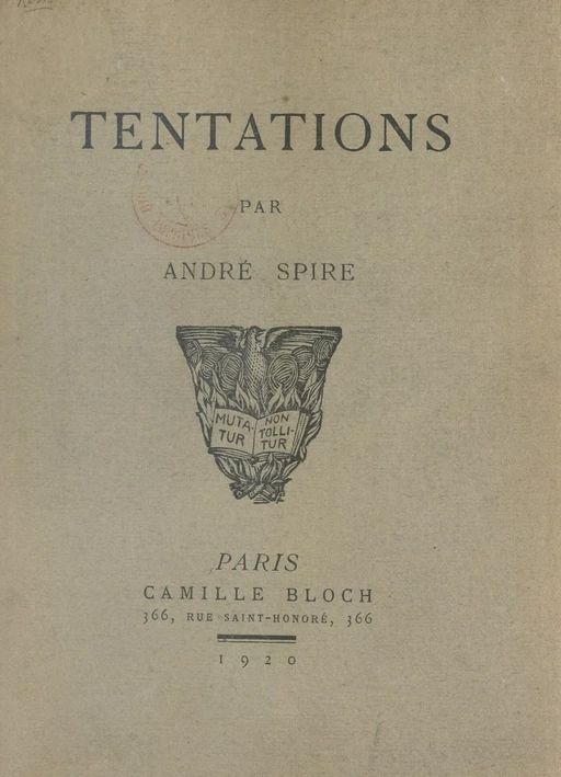 Tentations - André Spire - FeniXX réédition numérique