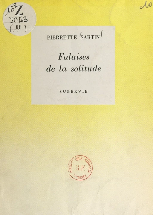 Falaises de la solitude - Pierrette Sartin - FeniXX réédition numérique