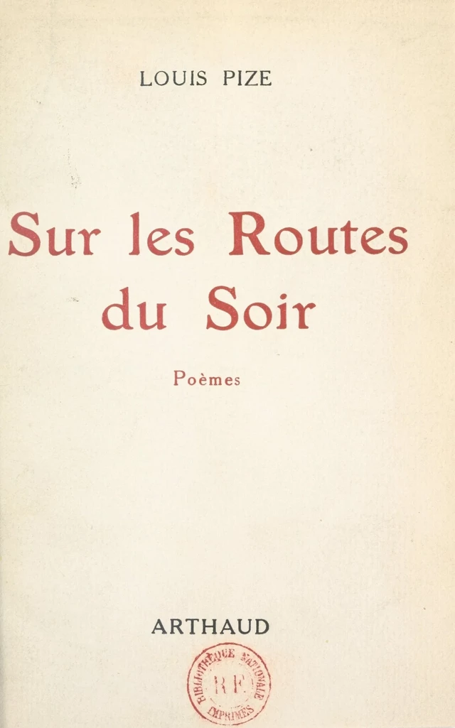 Sur les routes du soir - Louis Pize - FeniXX réédition numérique