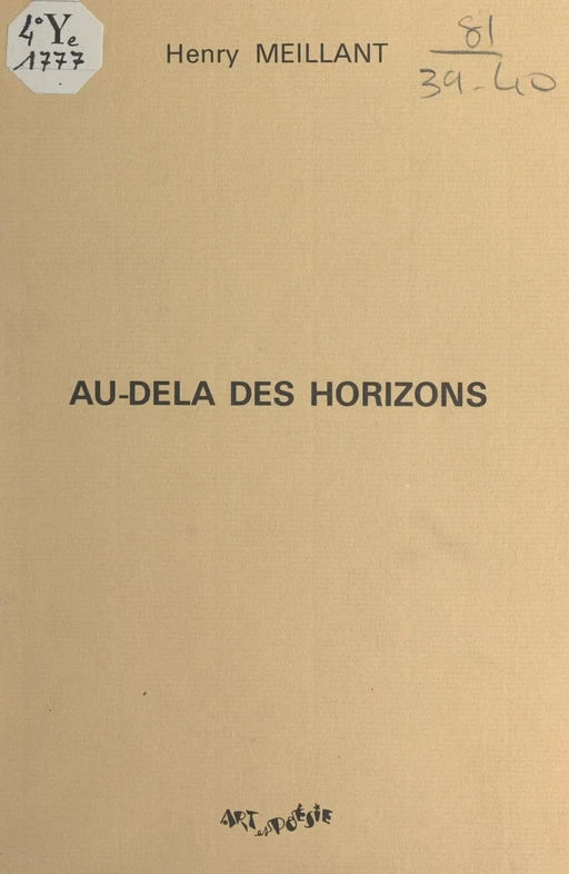 Au-delà des horizons (vers et proses) - Henry Meillant - FeniXX réédition numérique