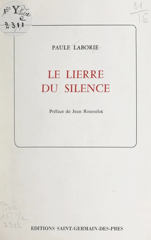 Le lierre du silence - Paule Laborie - FeniXX réédition numérique