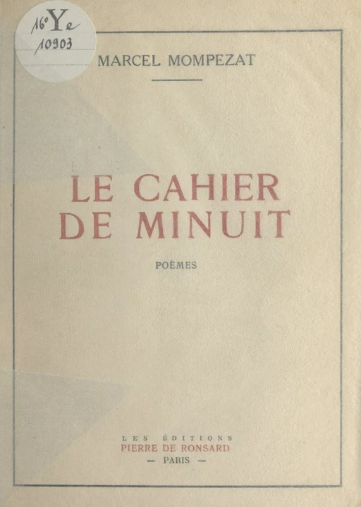 Le cahier de minuit - Marcel Mompezat - FeniXX réédition numérique