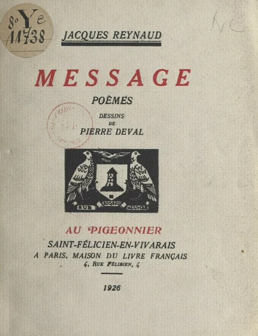 Message - Jacques Reynaud - FeniXX réédition numérique