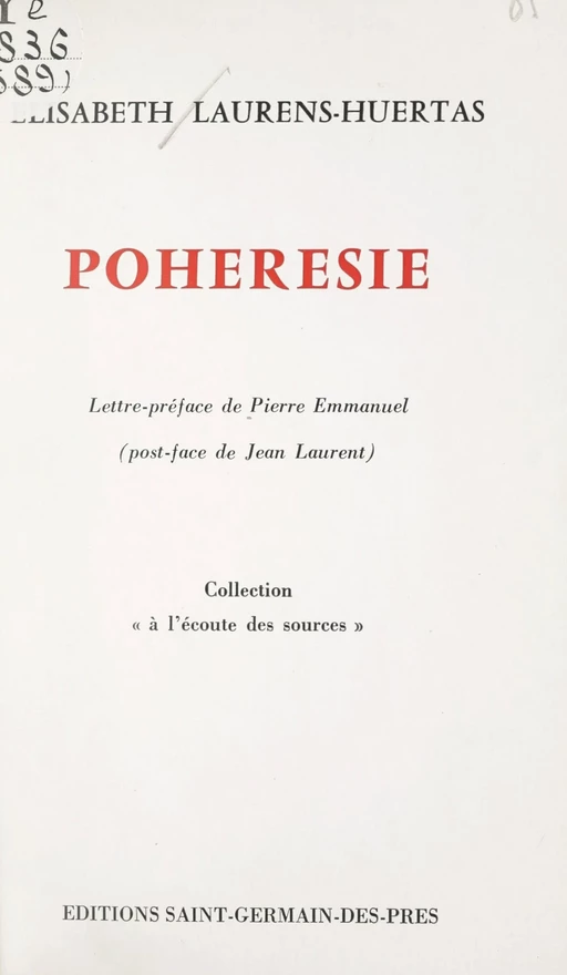 Pohérésie - Élisabeth Laurens-Huertas - FeniXX réédition numérique