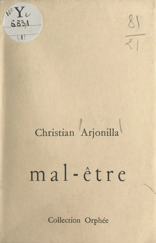 Mal-être - Christian Arjonilla - FeniXX réédition numérique