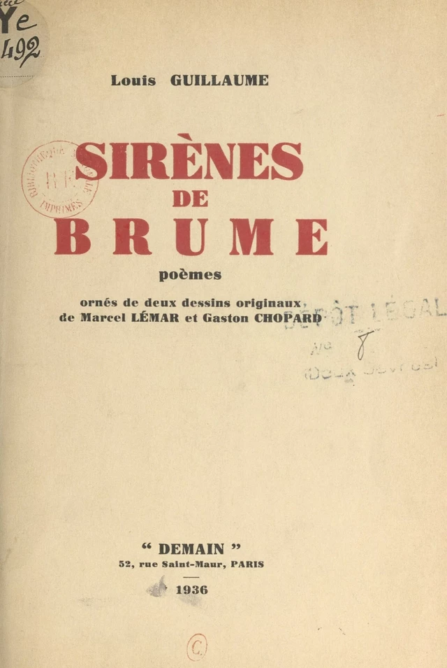 Sirènes de brume - Louis Guillaume - FeniXX réédition numérique