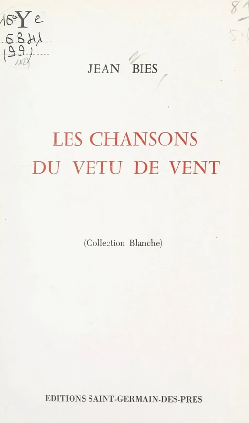 Les chansons du "vêtu de vent" - Jean Biès - FeniXX réédition numérique