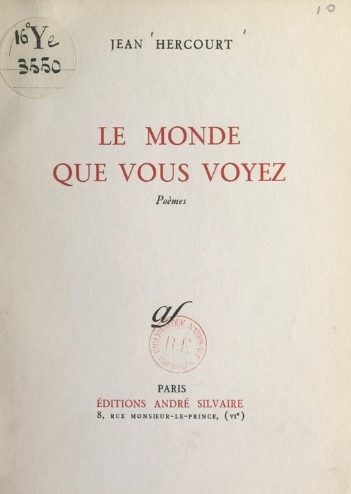 Le monde que vous voyez - Jean Hercourt - FeniXX réédition numérique