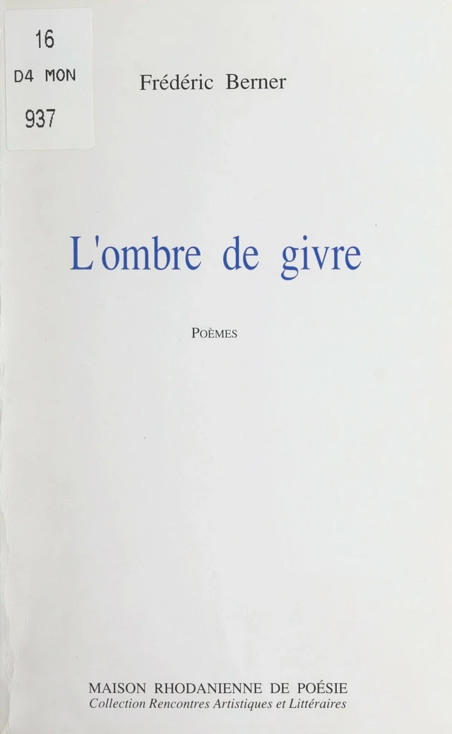 L'ombre de givre - Frédéric Berner - FeniXX réédition numérique