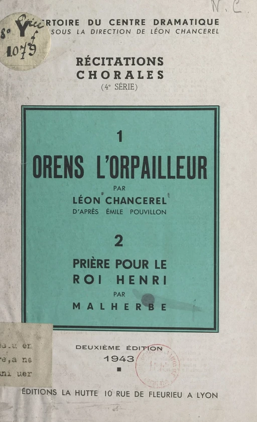 Orens l'orpailleur - Léon Chancerel,  Malherbe - FeniXX réédition numérique